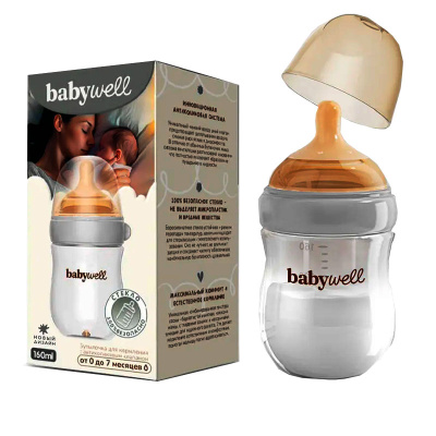 Бутылочка для кормления из стекла с нижним клапаном Babywell BW12061 1